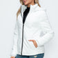 How Dare U Embrace The Chill Pocketed Zip Up Puffer Jacket with Removable Hood in White