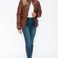 YMI Cozy Perfection Pocketed Zip Up Turtleneck Puffer Jacket in Brandy