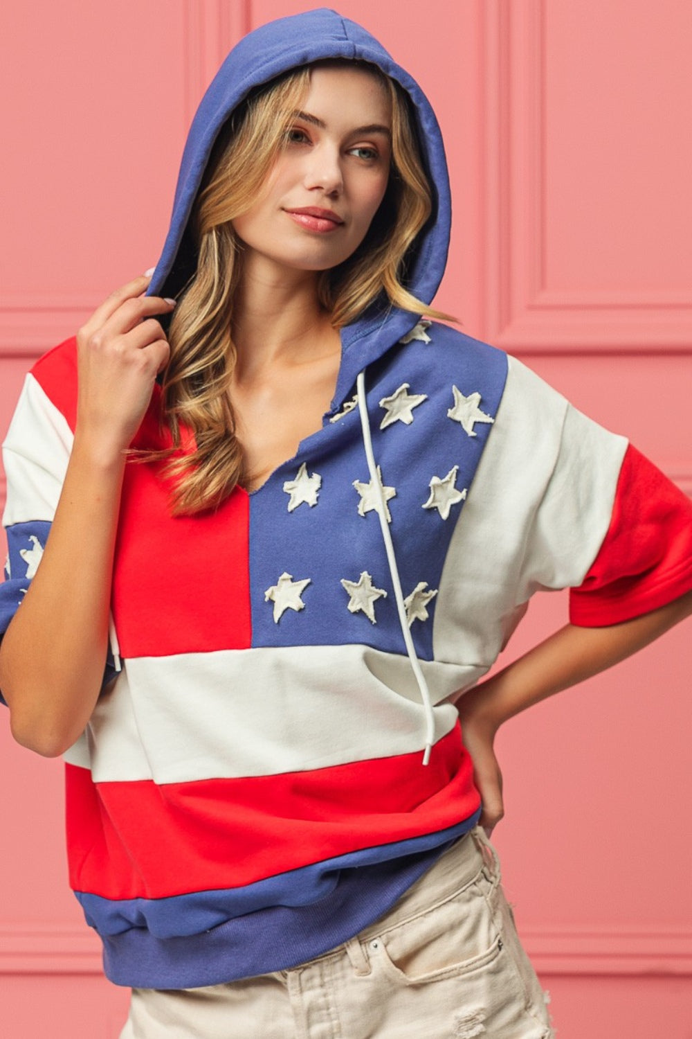 BiBi Let Freedom Ring American Flag Hoodie Top