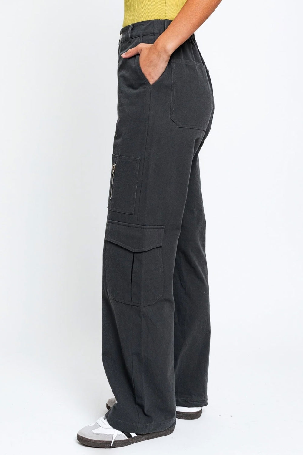 Tasha Apparel Out Of Site High Waisted Wide Leg Cargo Pants with Pockets