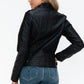 Snobbish Born To Ride PU Leather Biker Jacket with Side Zip Pockets in Black