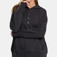 Zenana You Have My Heart Half Snap Long Sleeve Hoodie Top with Kangaroo Pocket in Black