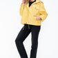 How Dare U My Favorite Layer Drawstring Hem PU Leather Zip Up Jacket in Pale Yellow