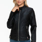 Snobbish A Wild Ride Faux Leather Biker Jacket with Side Zip Pockets in Black