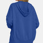 Zenana You Have My Heart Half Snap Long Sleeve Hoodie with Kangaroo Pocket in Navy