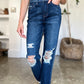 Judy Blue Nana High Waist Rigid Magic Heavy Destroy Straight Jeans