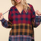 Haptics In My Plaid World Edge Cut Detail Hooded Top