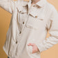 Love Tree Fall In Love Corduroy Button Up Jacket with Sherpa Inside in Cream