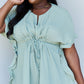 Ninexis Out Of Time Ruffle Hem Dress with Drawstring Waistband in Light Sage