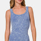 Zenana Chance Of Sun Ribbed Scoop Neck Tank in Light Indigo
