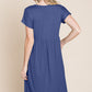 BOMBOM Steal The Blues V-Neck Short Sleeve Dress