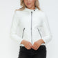 Snobbish Embrace The Day Faux Leather Zip Up Drawstring Hooded Jacket in White