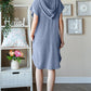 Heimish Vintage In Denim Ribbed Short Sleeve Hooded Dress