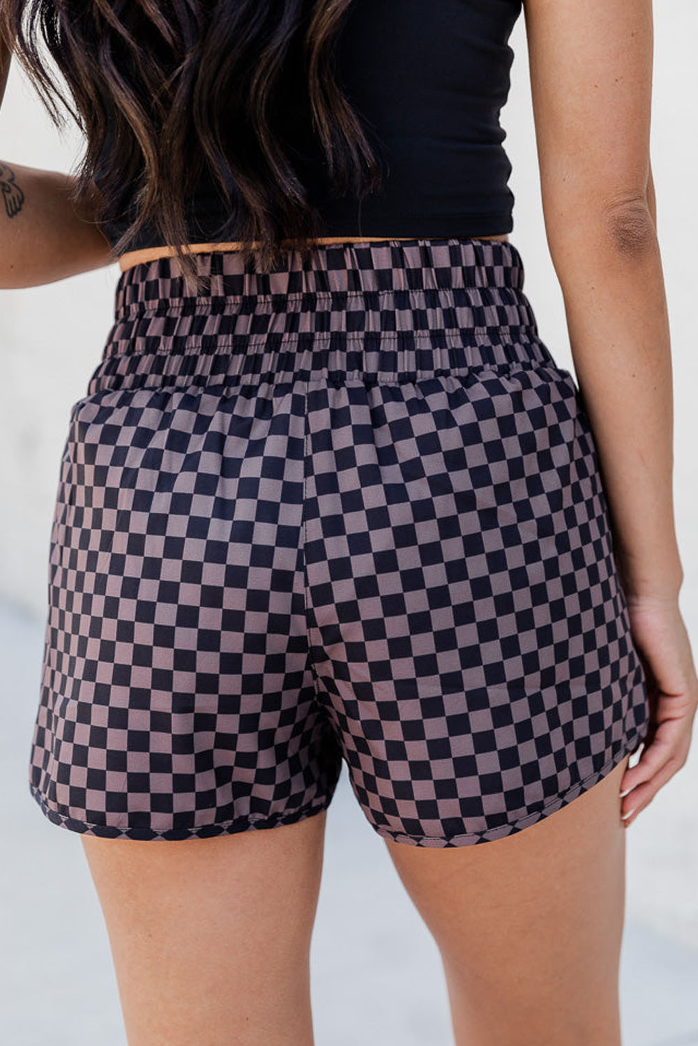 Checkered Cutie Elastic Waist Shorts