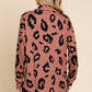 BOMBOM My Wild Spirit Animal Print Button Up Knit Shacket in Brick