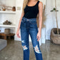 Judy Blue Nana High Waist Rigid Magic Heavy Destroy Straight Jeans