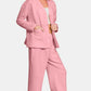 Zenana Quilted Comfort Button Up Long Sleeve Top and Pants Lounge Set in Dusty Pink