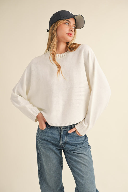 Mable Dolman Days Cropped Sweater in Off White