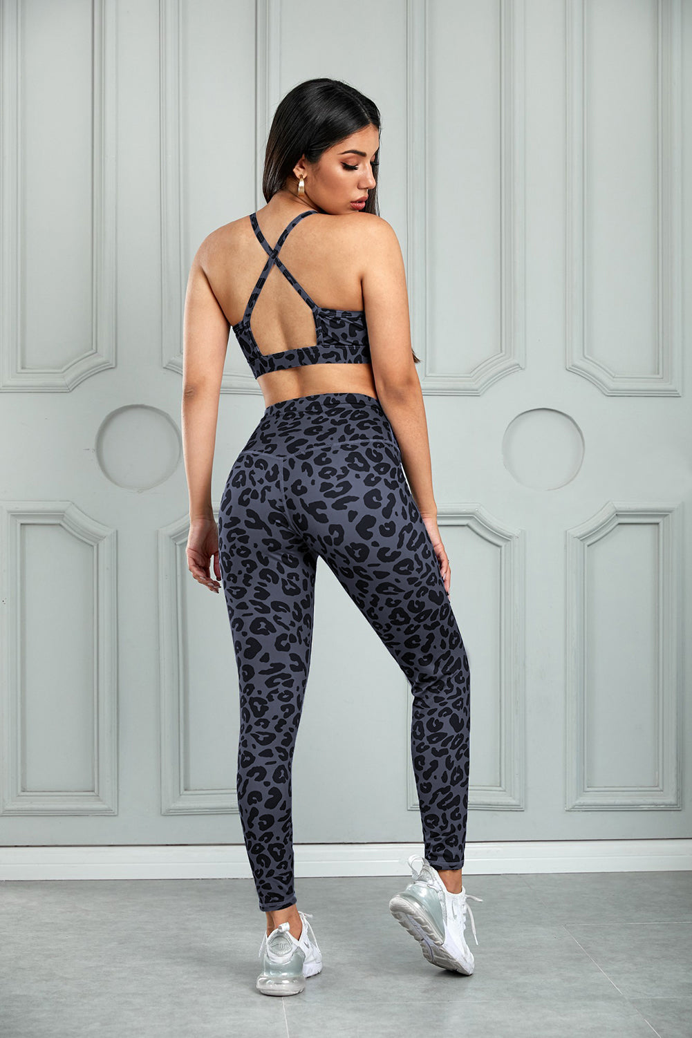Leading The Pack Leopard Cutout Sports Bra and Leggings Set
