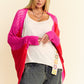 Davi & Dani Red Hot Openwork Contrast Open Front Cardigan