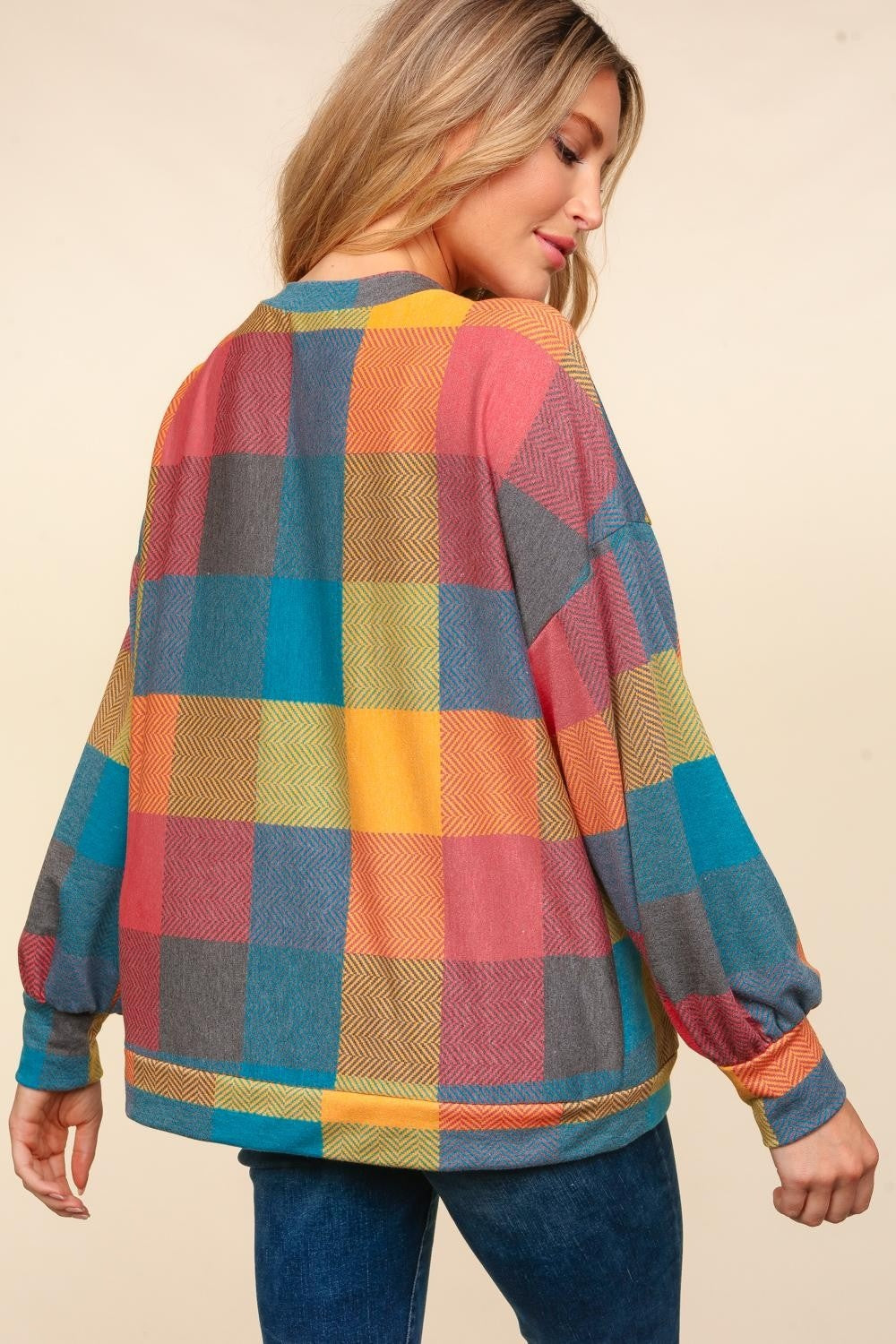 Haptics Brighten My Day Color Block Plaid Top