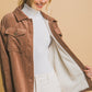 Love Tree Fall In Love Corduroy Button Up Jacket with Sherpa Inside in Cocoa
