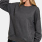 Zenana Endless Vibes High-Low Acid Wash Fleece Sweatshirt in Black