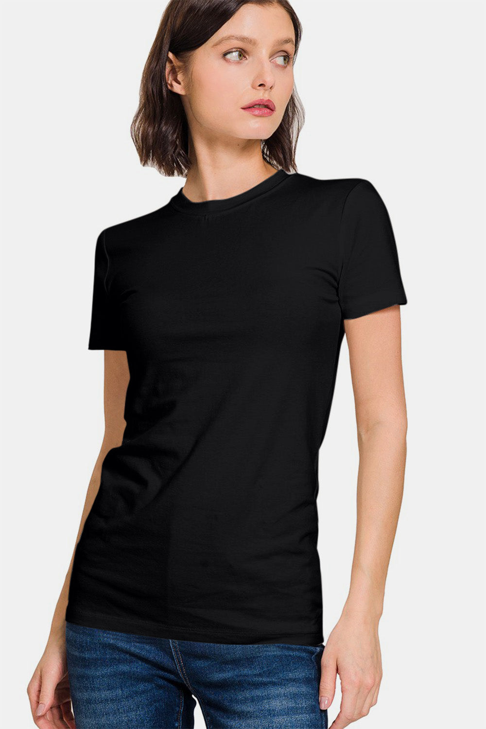 Zenana Bias Crew Neck Short Sleeve T-Shirt