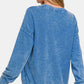 Zenana Laid Back Vibes Washed Dropped Shoulder Sweatshirt in Blue