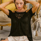 BiBi Playful Mindset Front Crochet Lace Adjustable Strap Top in Black