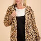 VERY J Where We Goin' Fuzzy Long Sleeve Hooded Jacket in Taupe Leopard