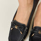 Forever Link Keep It Stepping Slip On Bow Flats Loafers in Black