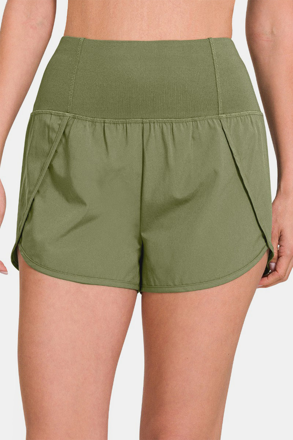 Zenana Work It Out High-Waisted Zippered Back Pocket Active Shorts