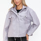How Dare U My Favorite Layer Drawstring Hem PU Leather Zip Up Jacket in Lilac
