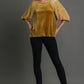 Umgee A Pop of Leopard Balloon Sleeve Velvet Top in Mustard