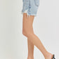 RISEN Olivia High Rise Side Step Hem Denim Shorts in Light