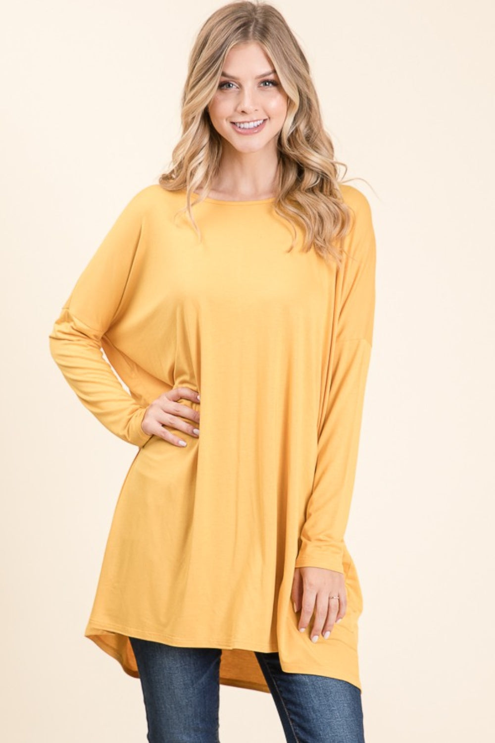 BOMBOM A Bright Day Long Sleeve Oversized Top in Yellow