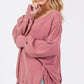 SAGE + FIG Warm Hearts Mineral Wash Side Slit Oversized Sweatshirt in Mulberry