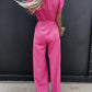 Captivating Muse Ruffled Round Neck Cap Sleeve Jumpsuit with Pockets