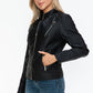 Snobbish Ready To Own The Night Faux Leather Zip Up Mock Neck Jacket in Black