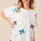 BiBi Ribbons And Bows Sequin Bow Patch Short Sleeve T-Shirt in Off White