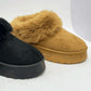 WILD DIVA Furry Friends Faux-Fur Platform Slip On Booties in Camel