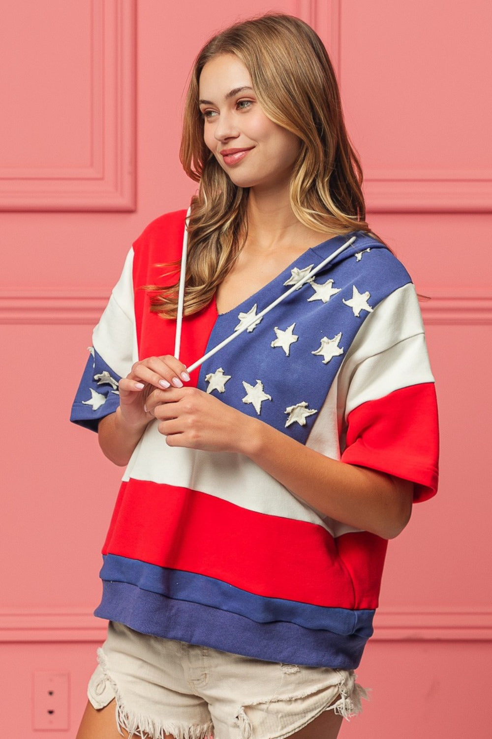 BiBi Let Freedom Ring American Flag Hoodie Top