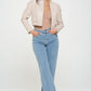 Coalition LA My Go To Bomber Zip Up Cropped Bomber Jacket in Cream