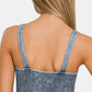 Zenana The Right Track Washed Ribbed Cropped V-Neck Tank in Blackberry