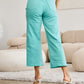 RFM Chloe Tummy Control High Waist Raw Hem Crop Jeans in Island Green