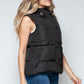Snobbish Cute and Cozy Snap and Zip Closure Hooded Vest in Midnight/ Black