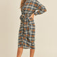 Mable Timeless in Plaid Flannel Front Tie Button Down Shirt Dress