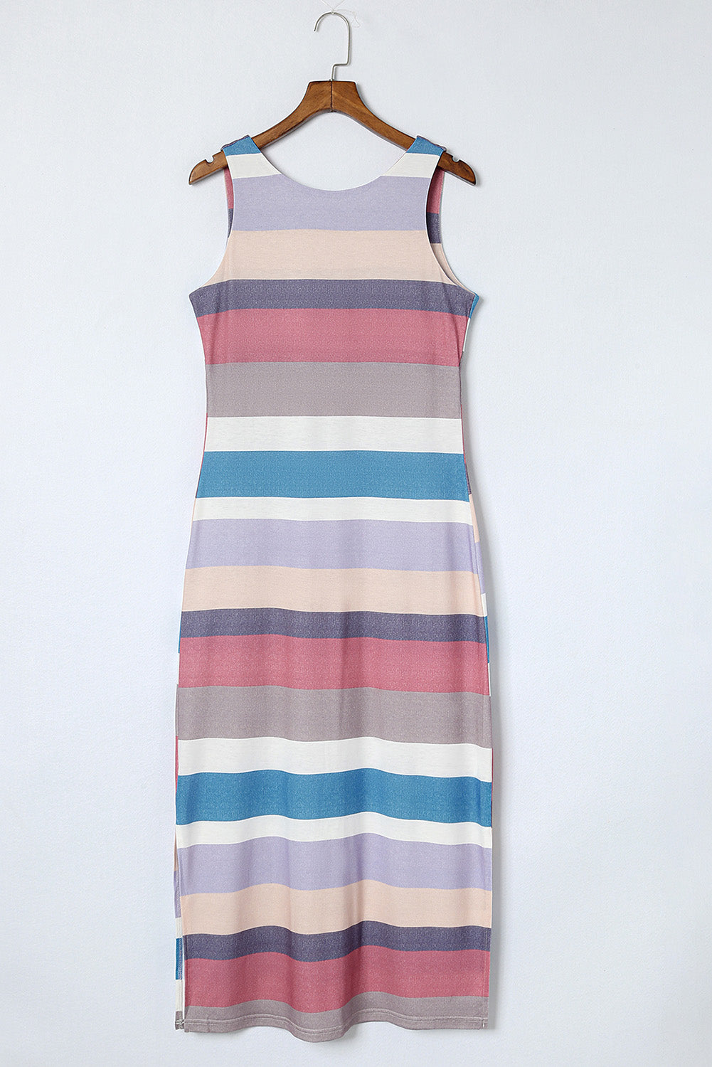 Leaving Footprints Striped Slit Sleeveless Maxi Dress