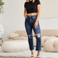 RFM Dylan Tummy Control Distressed High Waist Raw Hem Crop Jeans